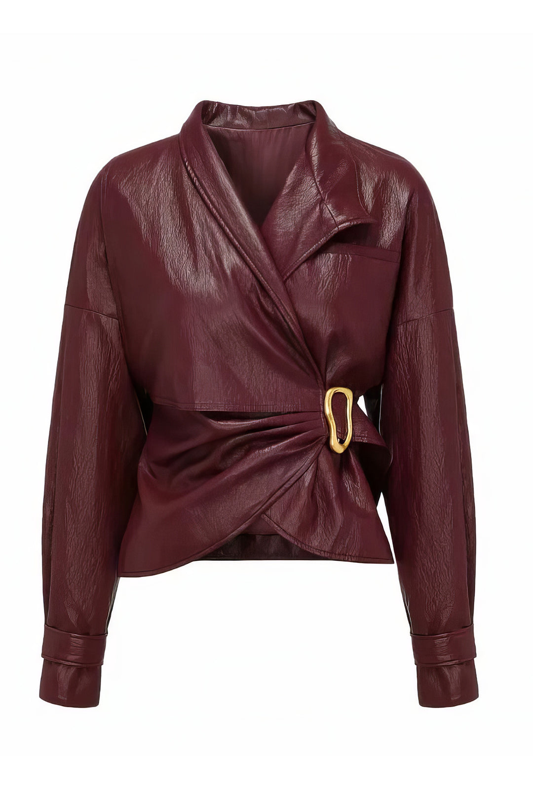 Amélina - Veste en simili cuir avec boucle métallique, élégante et moderne