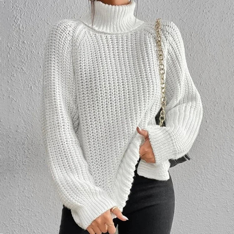 Violette – Retro mid-length sweater with raglan sleeves and a high collar, elegant and timeless