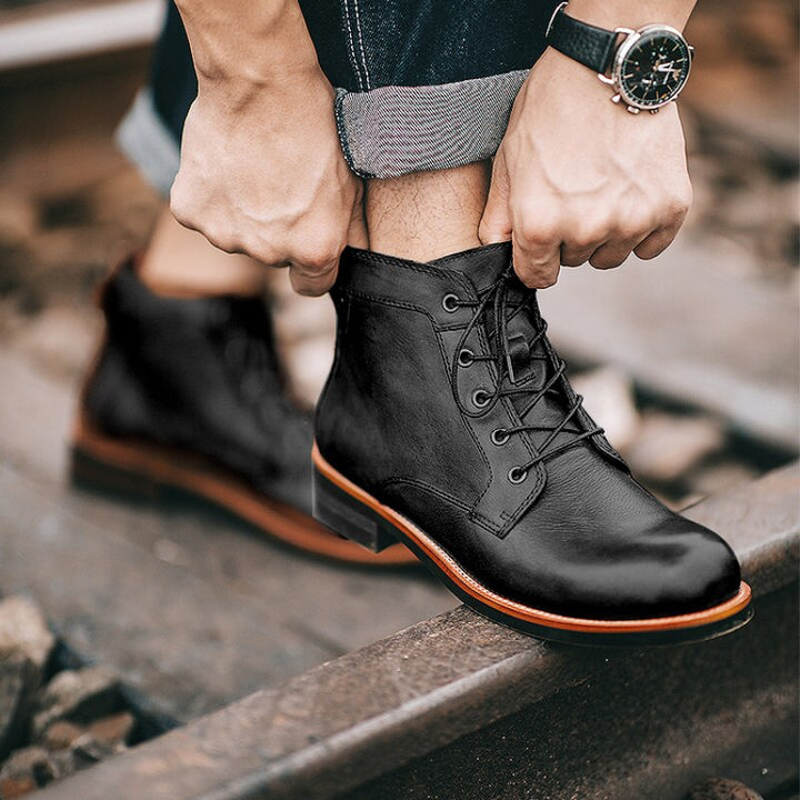 Bottes en cuir orthopédiques pour hommes - Édition automne Atlas | Chaussures confortables et élégantes pour la saison automnale