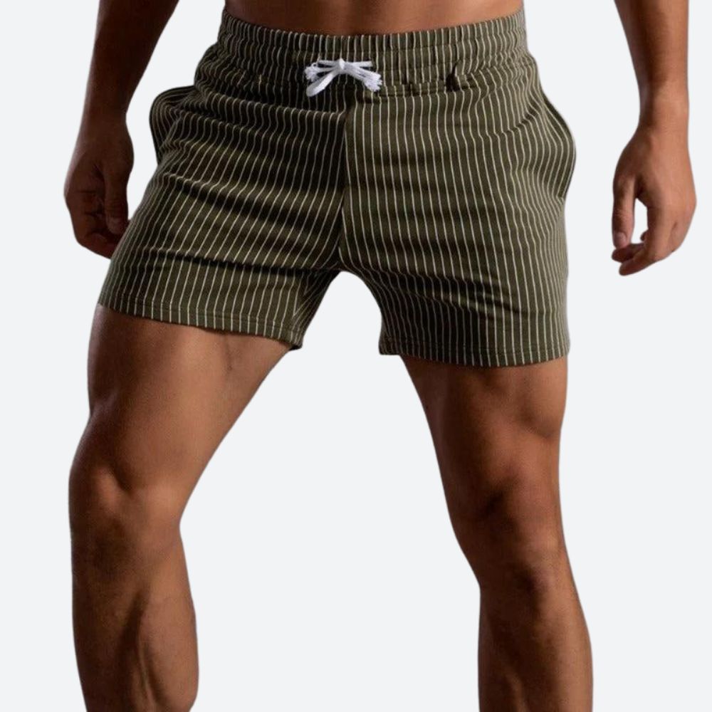 Short de bain homme à rayures avec taille élastique – style moderne pour plage et piscine