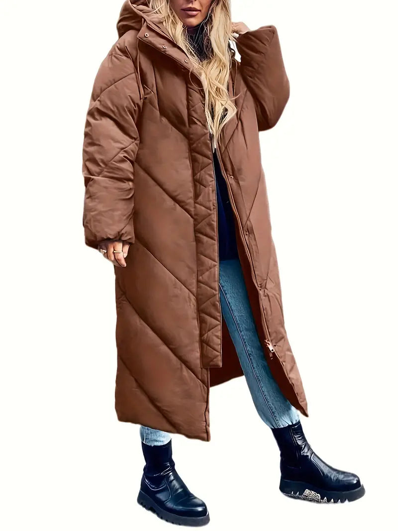 Mathilde – Long winter coat for women with an elegant and refined collar