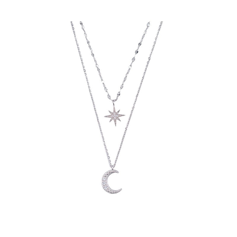 Collier Doppelte Mond en Clair - Bijou Élégant avec Pendentif Lune