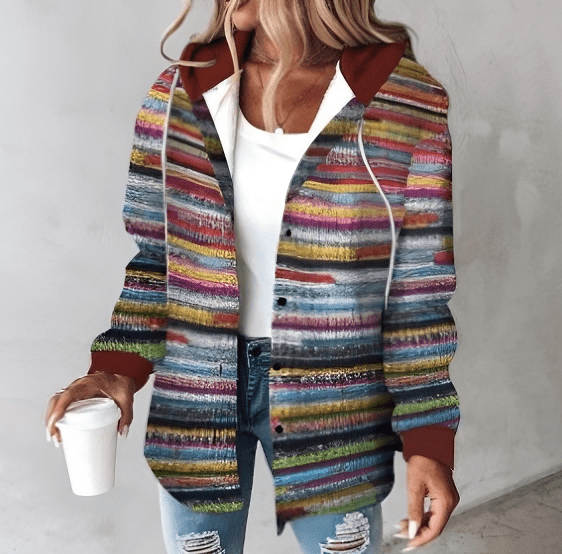 Noémie – Cappotto elegante con cappuccio e stampa raffinata