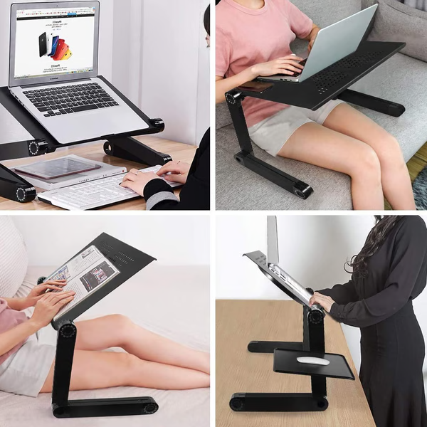 Support d'Ordinateur Portable Ergonomique à 360° – FlexStand Ajustable et Polyvalent