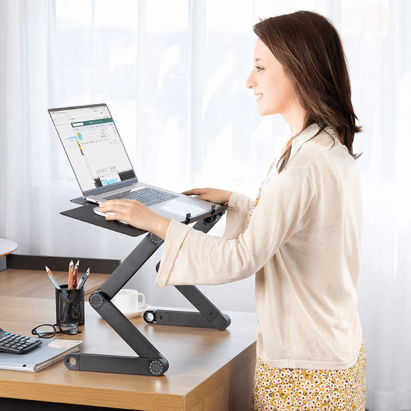 Support d'Ordinateur Portable Ergonomique à 360° – FlexStand Ajustable et Polyvalent