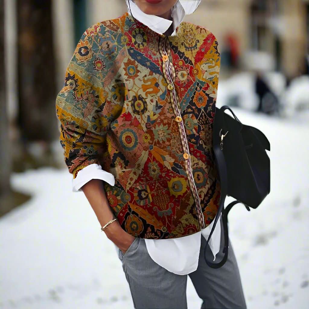 Maglione in maglia etnico chic, confortevole e unico per donna