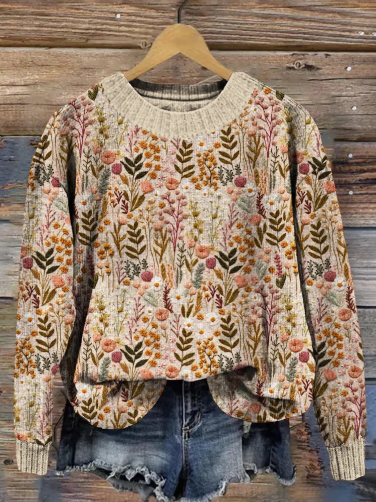 Céleste – Strickpullover mit zarten bestickten Blumen