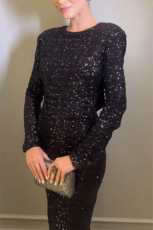 Aurélie – Robe de soirée dos nu avec détails en sequins élégants