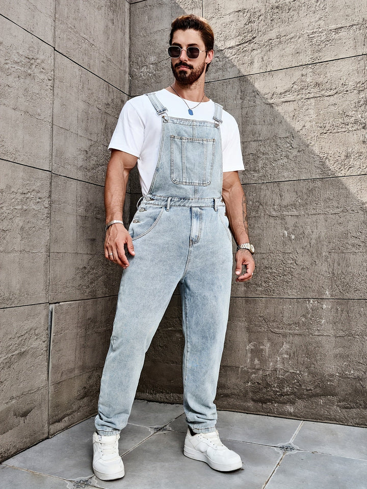 Men's denim overalls – Vintage straight cut, faded denim, urban and casual look