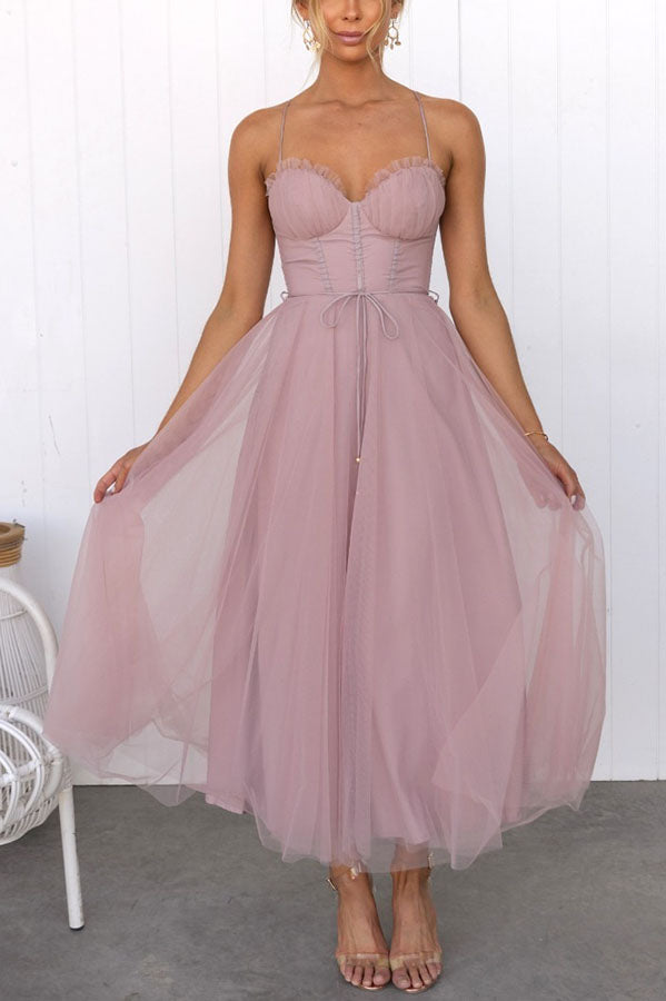 Robe de soirée bustier en mousseline - Anais