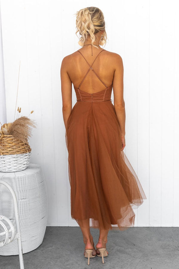 Robe de soirée bustier en mousseline - Anais