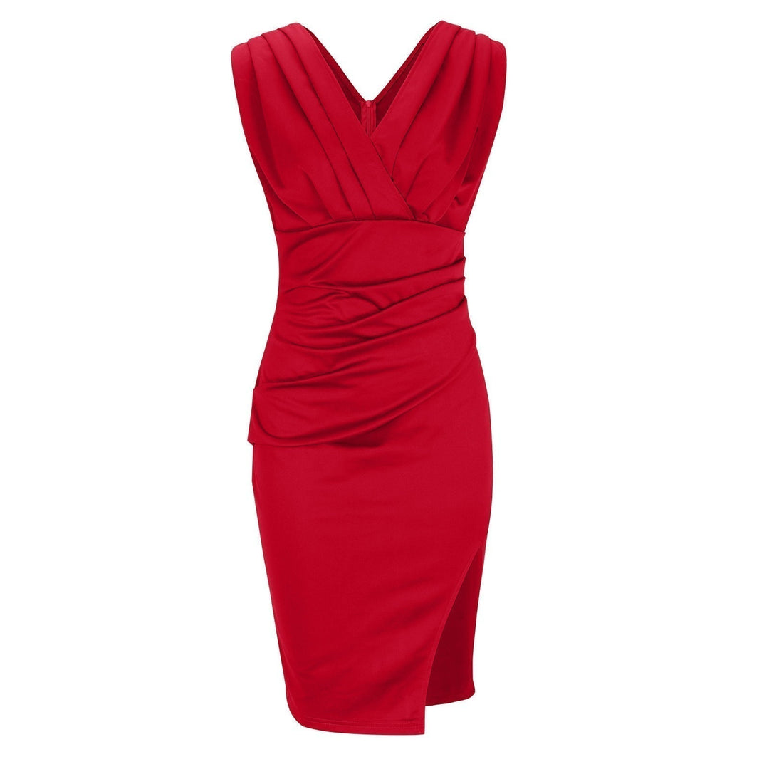 Robe col V fente cuisse - Ila