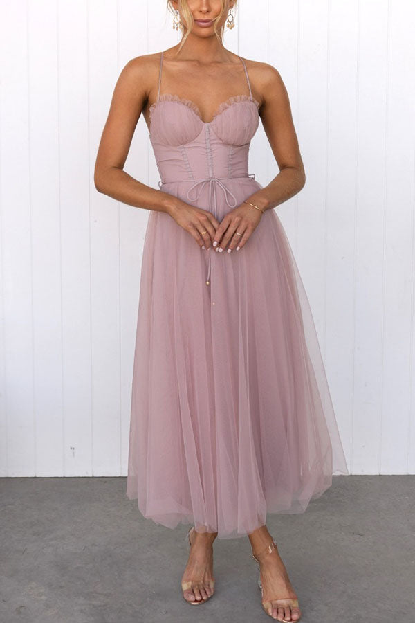 Robe de soirée bustier en mousseline - Anais