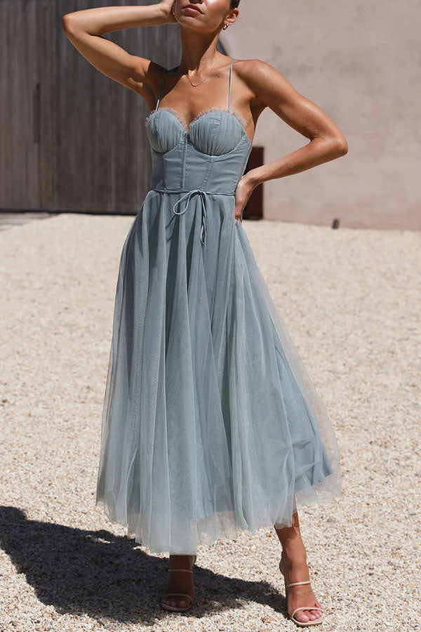 Robe de soirée bustier en mousseline - Anais