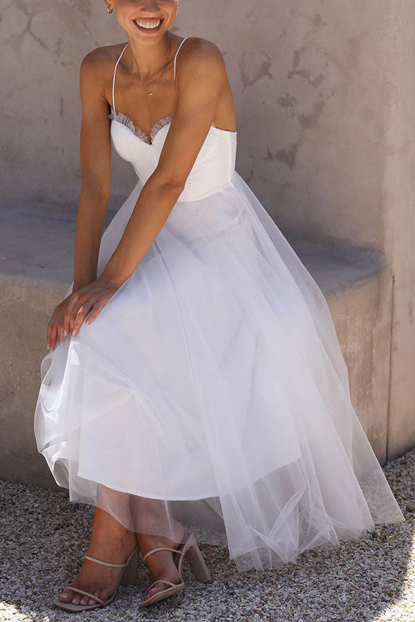Robe de soirée bustier en mousseline - Anais