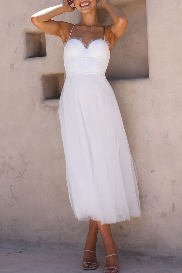 Robe de soirée bustier en mousseline - Anais