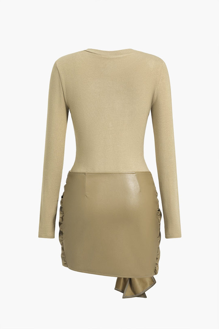 Mini robe à col rond en similicuir