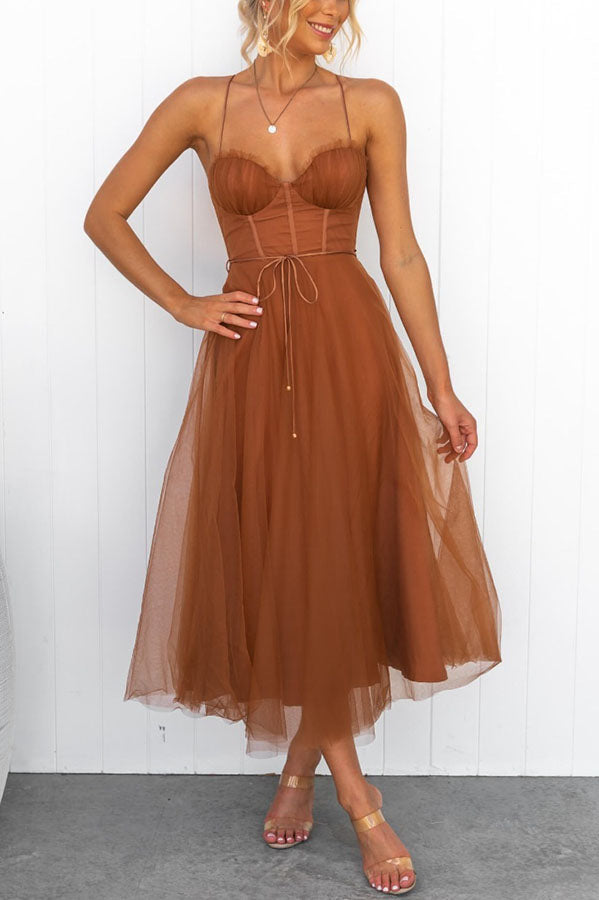 Robe de soirée bustier en mousseline - Anais