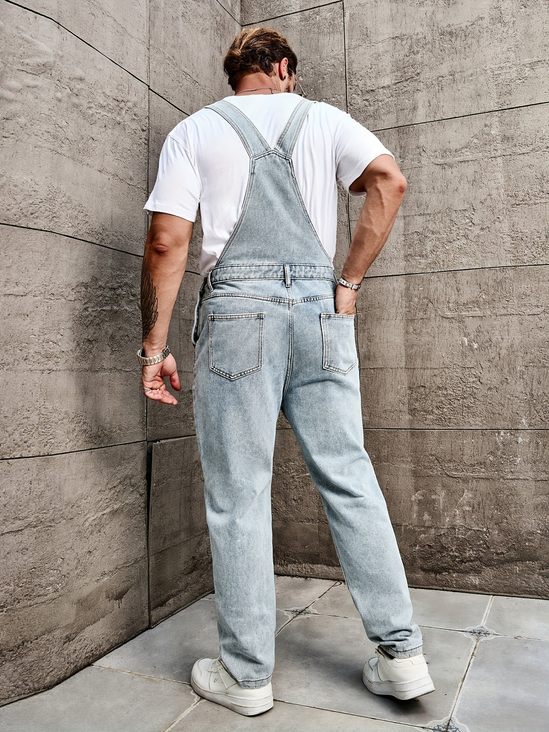 Men's denim overalls – Vintage straight cut, faded denim, urban and casual look