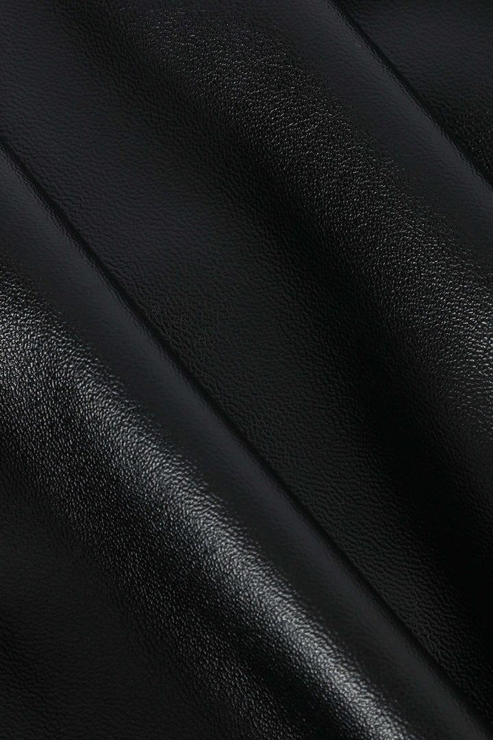 Jupe Midi Plissée en Simili Cuir - Élégance et Confort