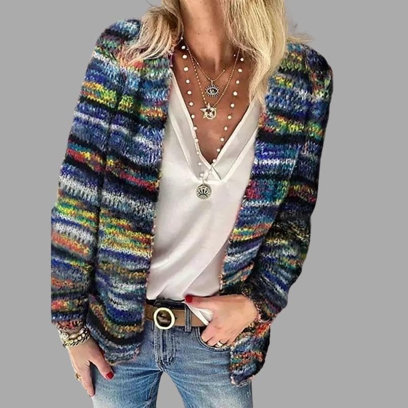 Lina - Cardigan chaud multicolore pour femme