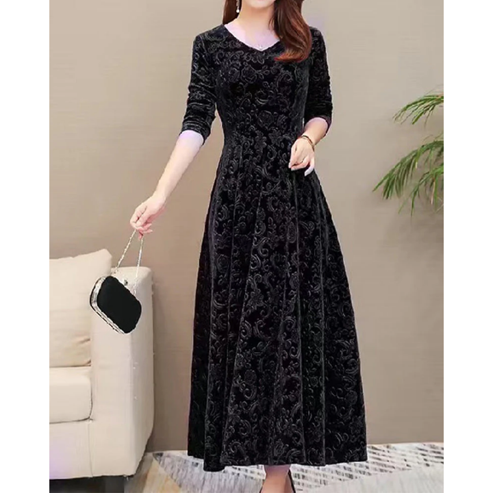 Abito da cocktail elegante a maniche lunghe con linea | Maxi