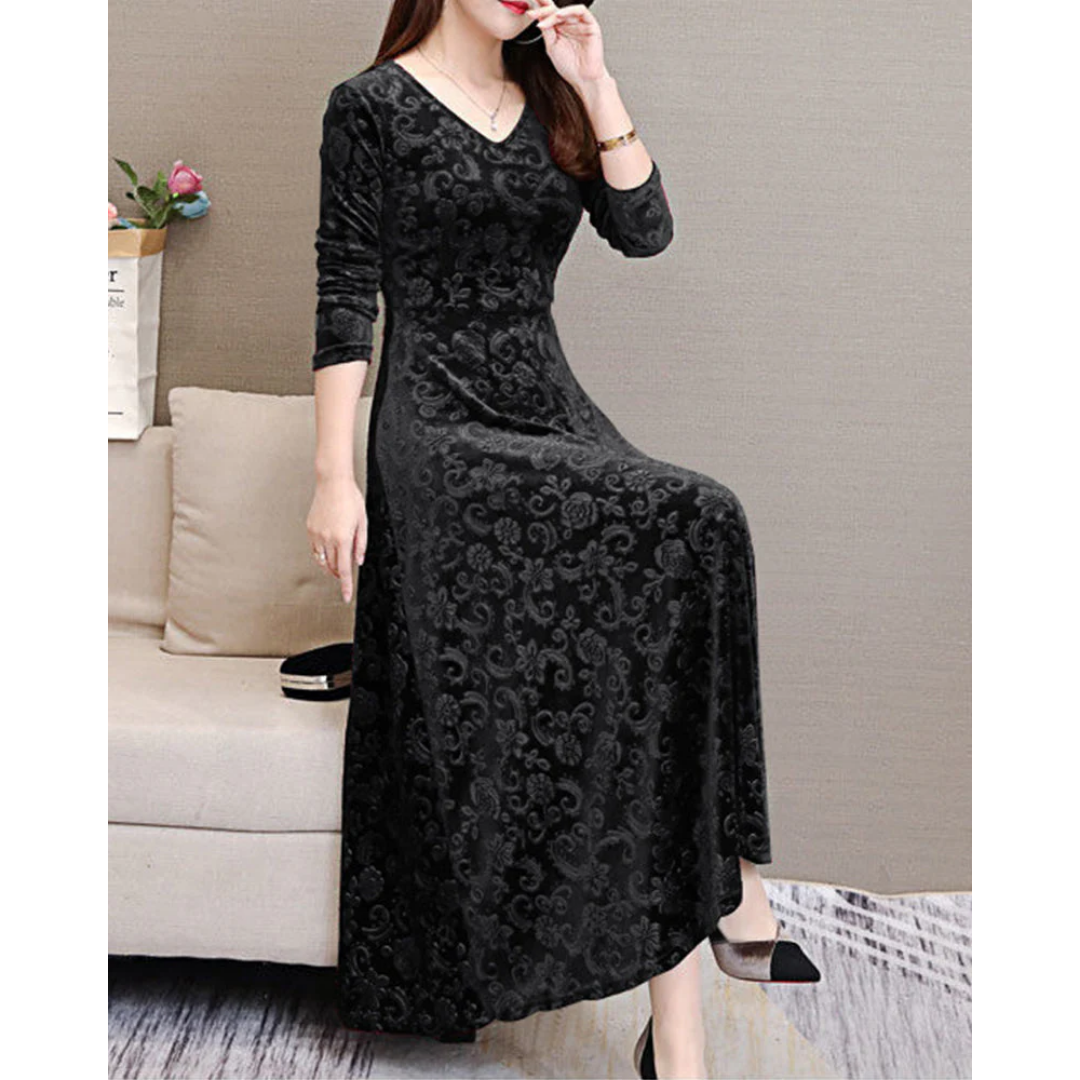 Abito da cocktail elegante a maniche lunghe con linea | Maxi
