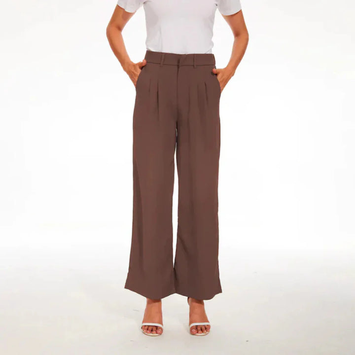 Femmes Pantalon Taille Haute À Plis | Jambes Larges