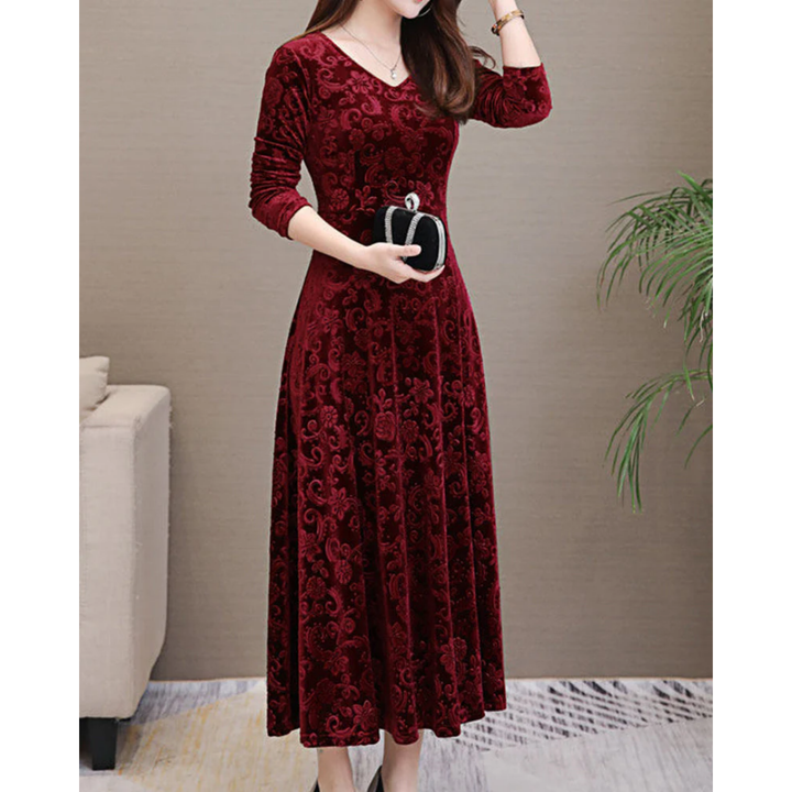 Abito da cocktail elegante a maniche lunghe con linea | Maxi