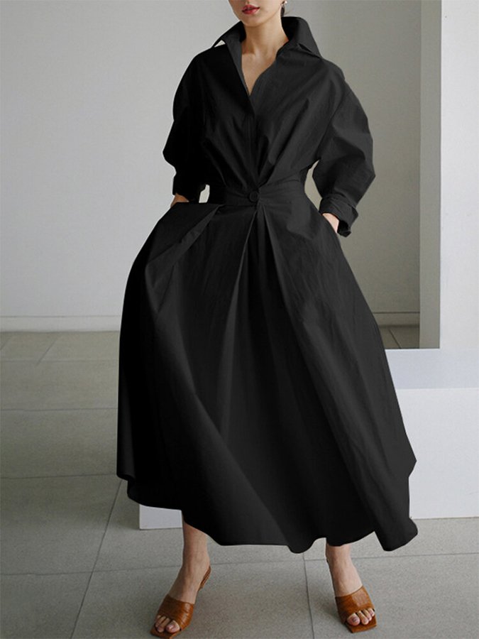Riley - Robe longue à manches longues et boutons