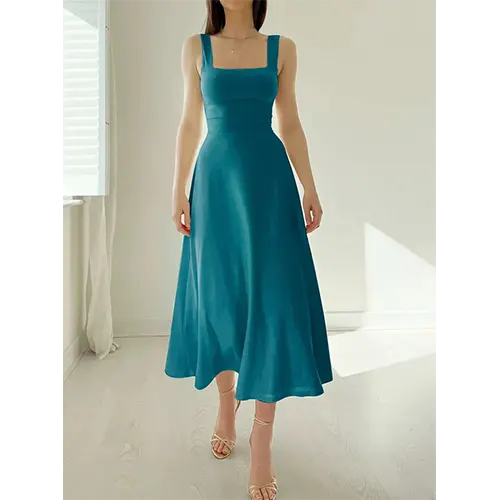 Elegantes ärmelloses Hochzeitsgastkleid für Damen | Midi