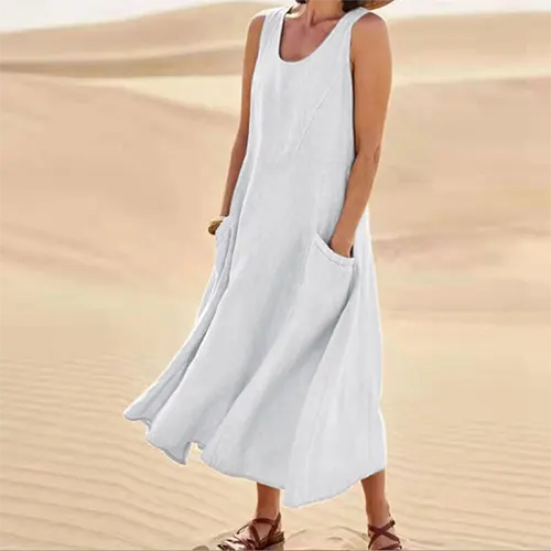 Sommerkleid A-Linie Ärmellos für Damen | Midi