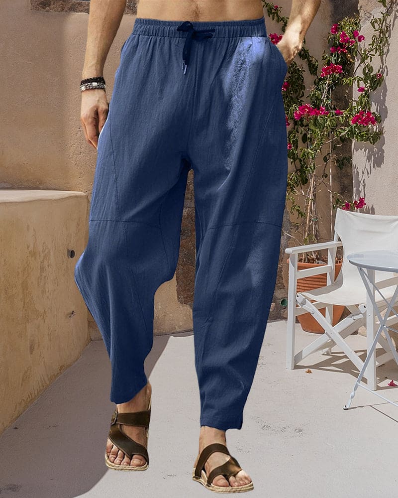 Elmo | Breathable and casual fabric pants with elastic waistband for men