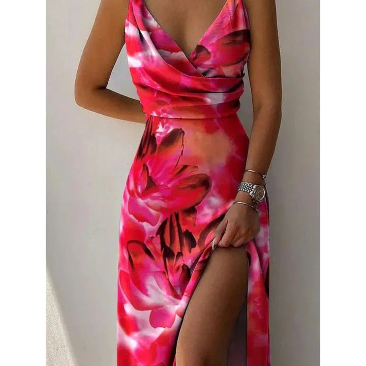 Femmes Maxi Fente Robe Ouverte | Fleurs