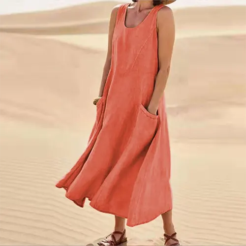 Sommerkleid A-Linie Ärmellos für Damen | Midi