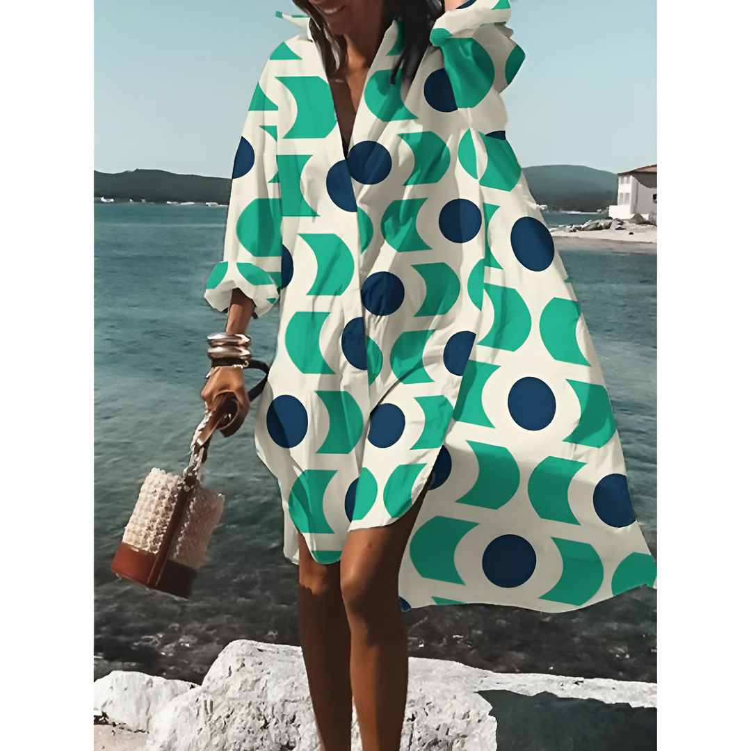 Robe Chemise Graphique Surdimensionnée Pour Femmes | Midi