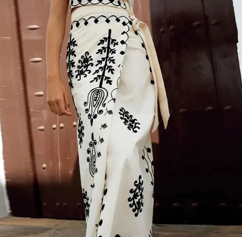 Graziella – Ensemble Élégant Haut & Jupe Longue