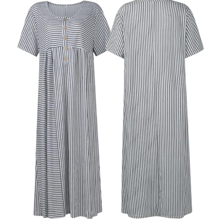 Vestito Estivo a Maniche Corte con Mezzi Bottoni per Donne | Midi