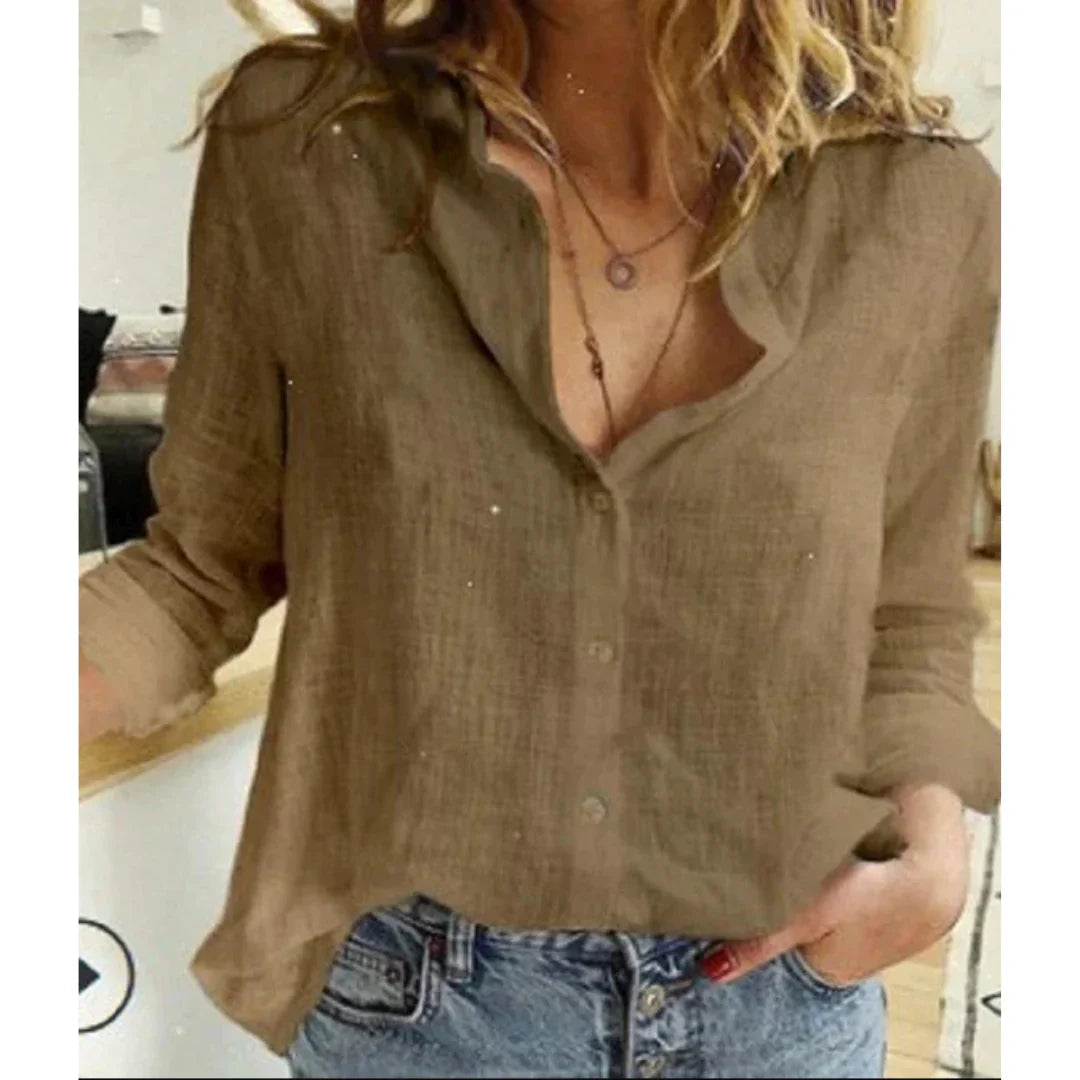 Manches Longues Pour Femmes Chemise Boutonnée | Décontractée