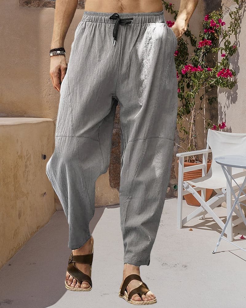 Elmo | Breathable and casual fabric pants with elastic waistband for men