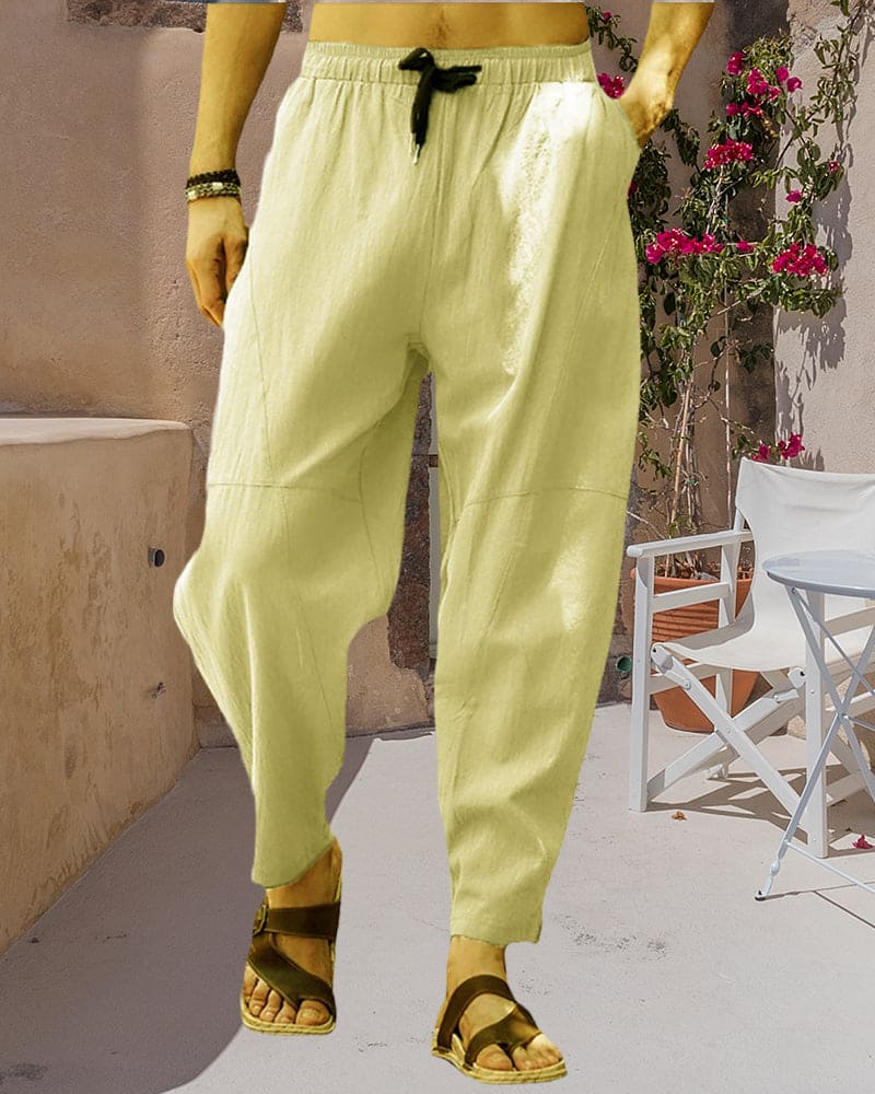 Elmo | Breathable and casual fabric pants with elastic waistband for men