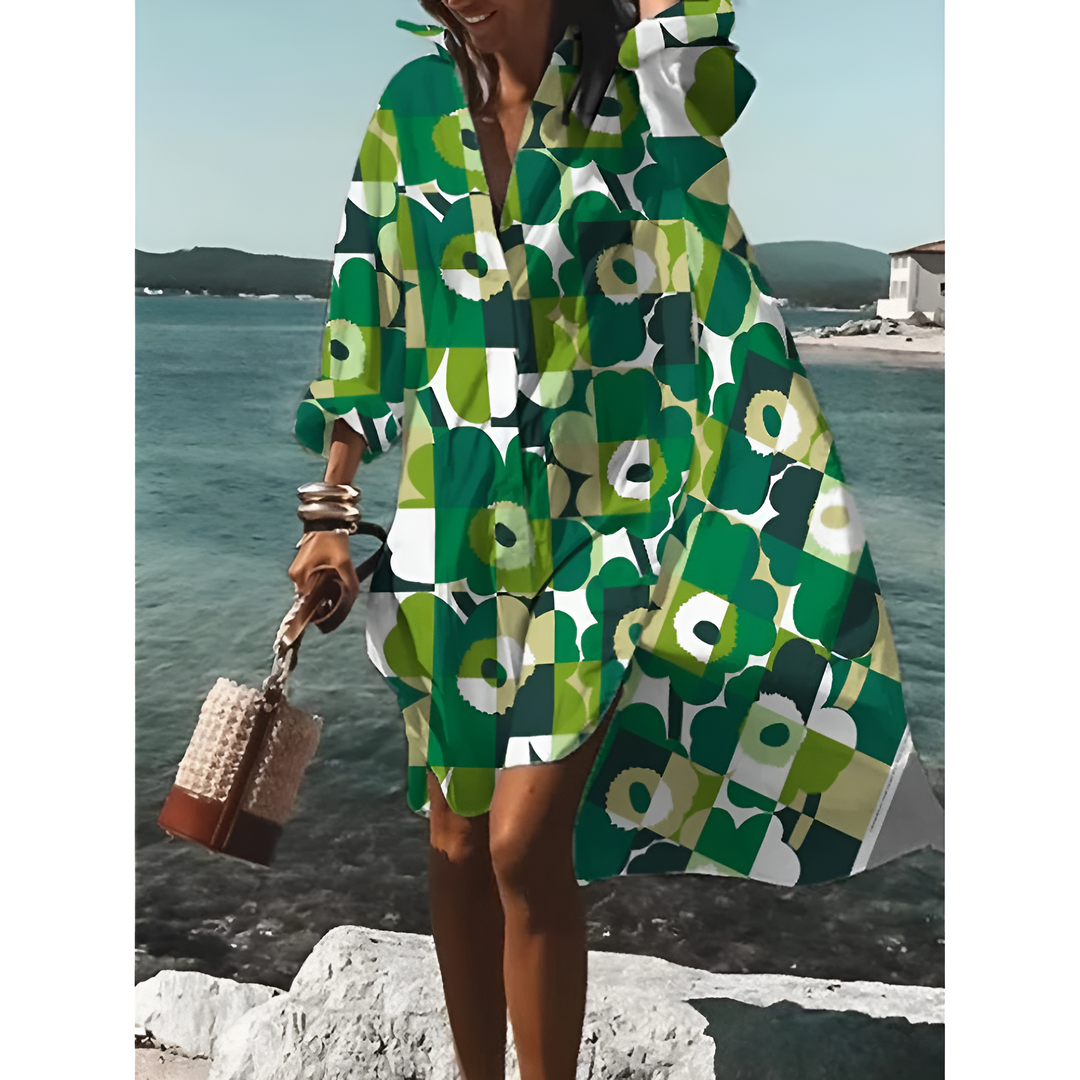 Robe Chemise Graphique Surdimensionnée Pour Femmes | Midi