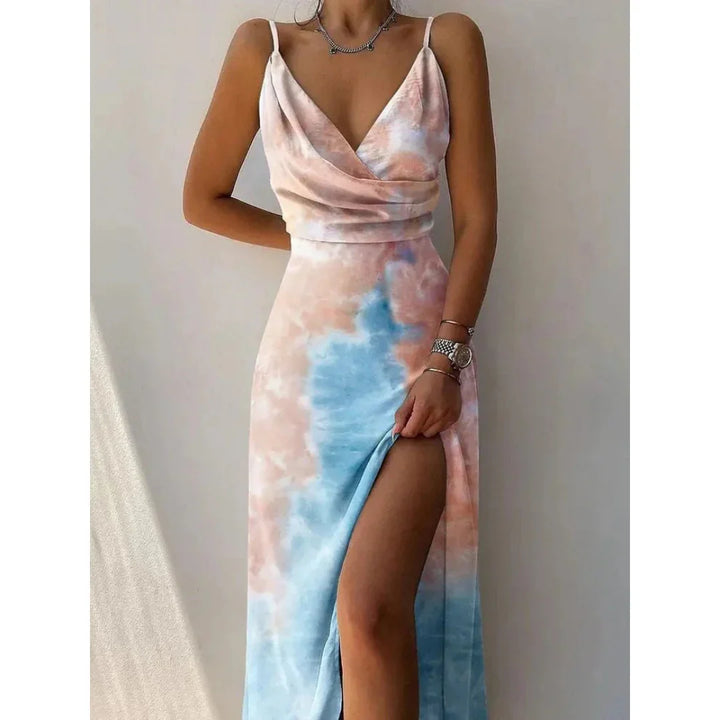Femmes Maxi Fente Robe Ouverte | Fleurs