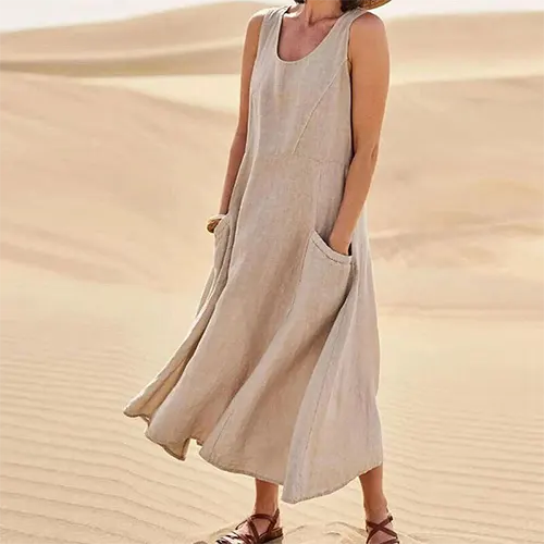 Sommerkleid A-Linie Ärmellos für Damen | Midi