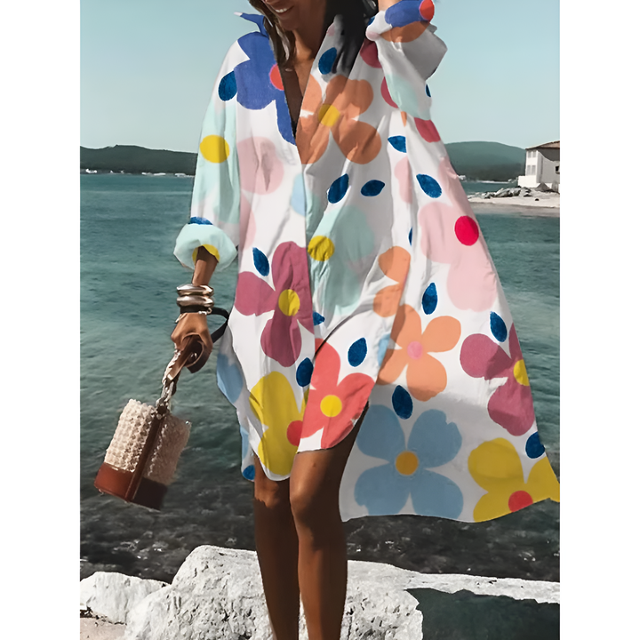 Robe Chemise Graphique Surdimensionnée Pour Femmes | Midi