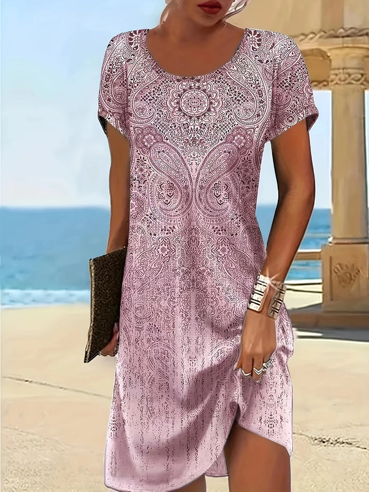 Sommer Strandkleid mit Print und A-Linien-Schnitt für Damen | Mini