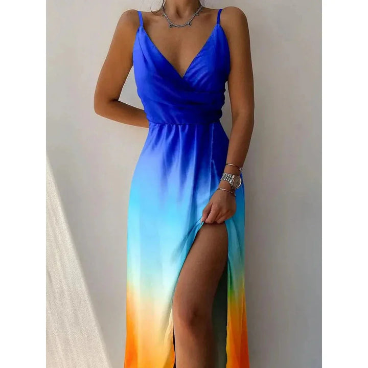 Femmes Maxi Fente Robe Ouverte | Fleurs