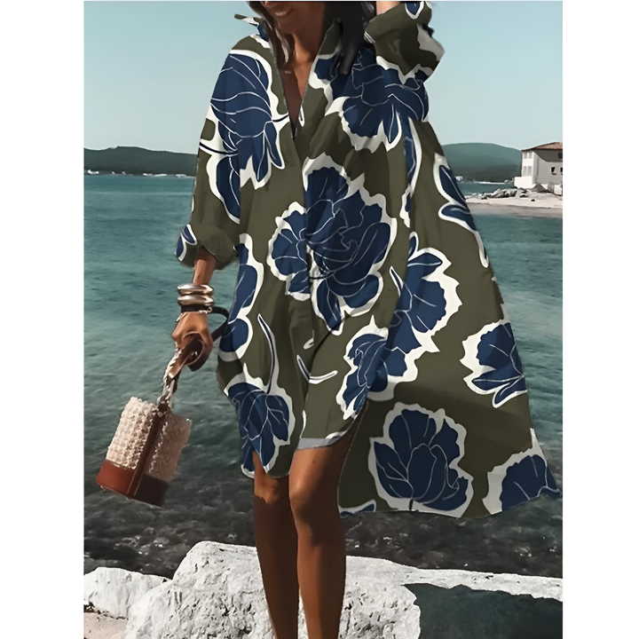 Robe Chemise Graphique Surdimensionnée Pour Femmes | Midi