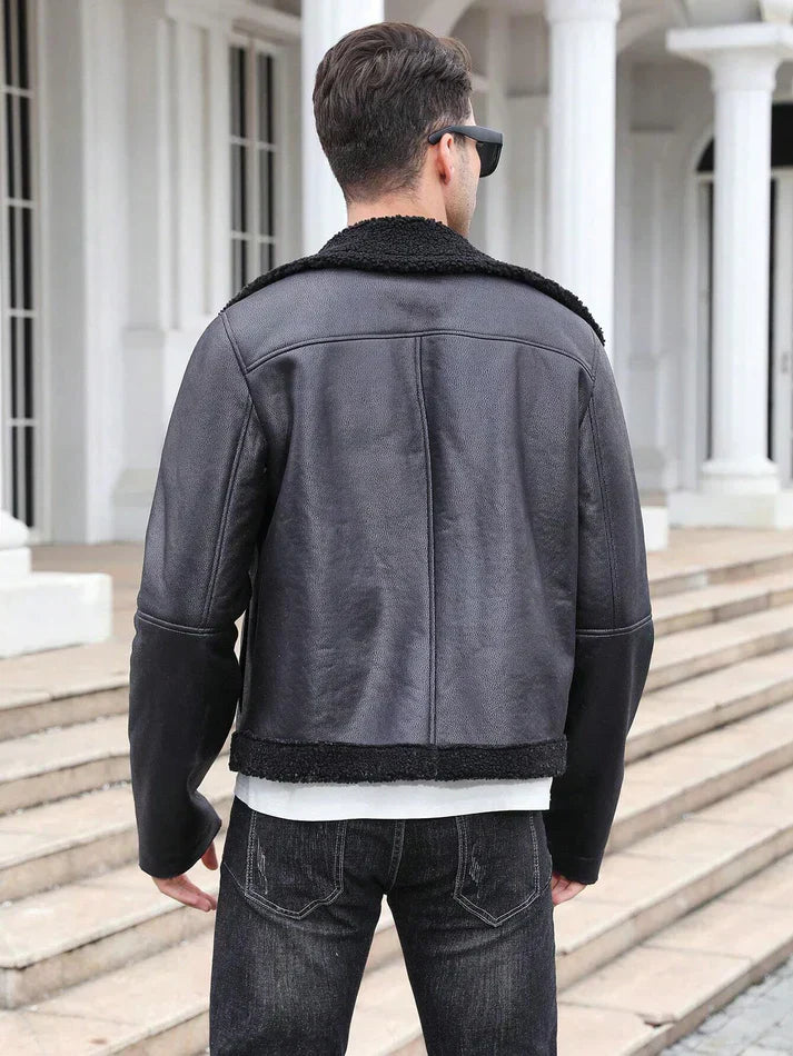 Xavier – Giacca invernale in pelle da uomo, casual e alla moda