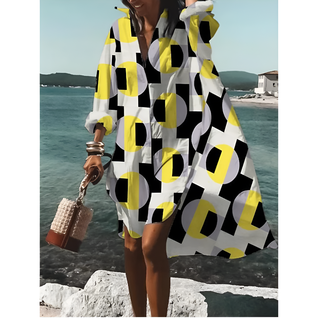 Robe Chemise Graphique Surdimensionnée Pour Femmes | Midi